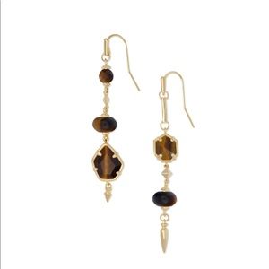 KS Rhys Gold Statement Earrings - Brown Tigers Eye
